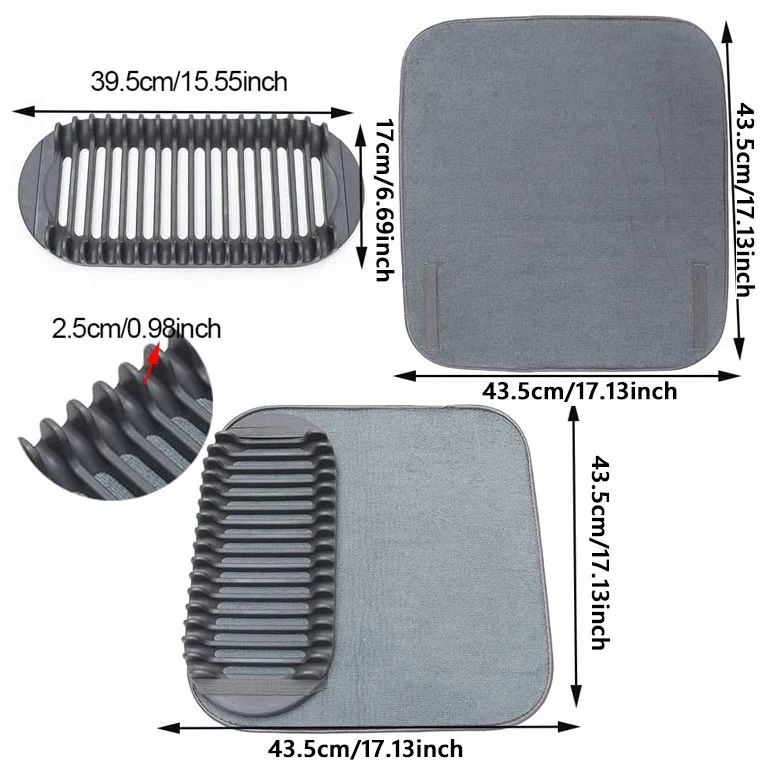 Pousbo® Kitchen Countertop Lightweight Foldable Draining Mat with Rack - Image 9