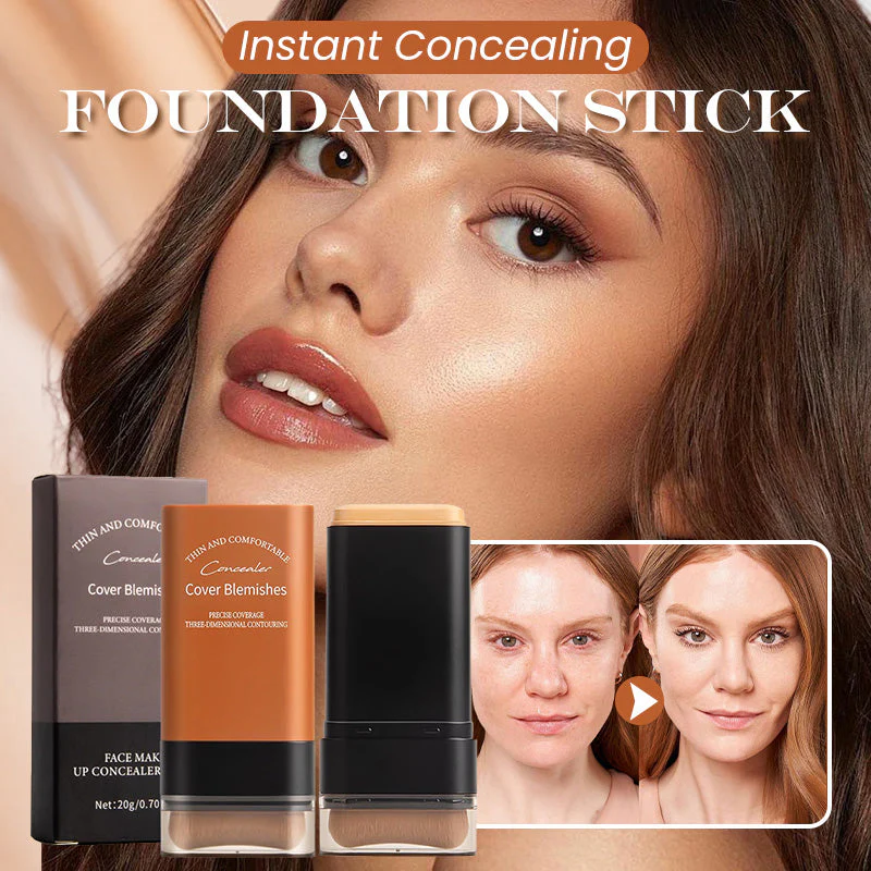 🔥BUY MORE GET MORE FREE! 💄 Instant Concealing Foundation Stick – Built-in Brush, Full Coverage & Lightweight Formula for Flawless Skin ✨📦