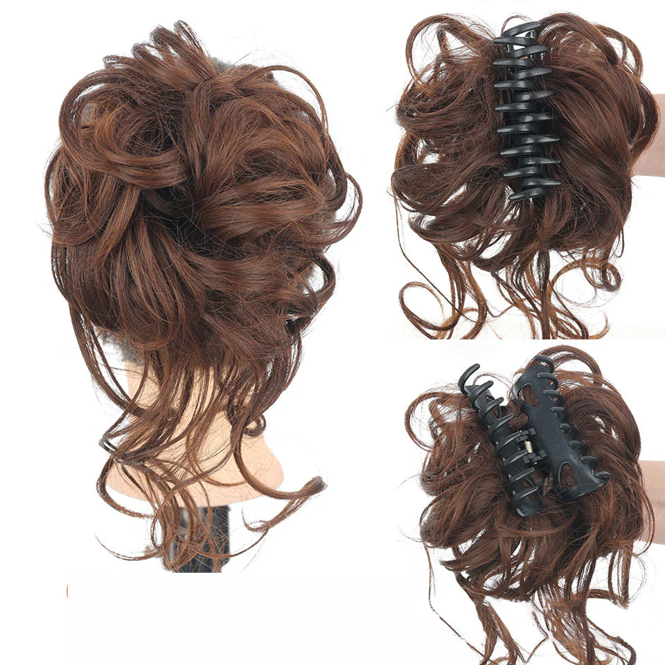 Messy Bun Hair Piece, Wavy Curly Chignon Ponytail Hairpiece For Daily Wear - Image 10