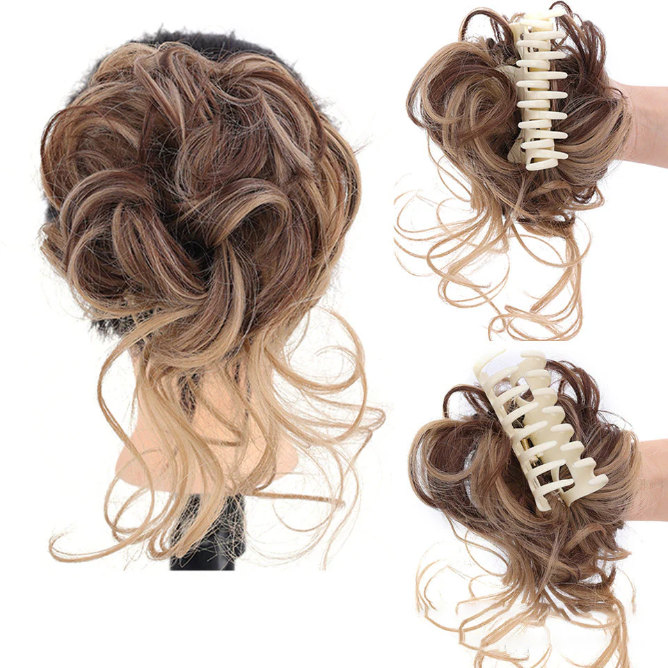 Messy Bun Hair Piece, Wavy Curly Chignon Ponytail Hairpiece For Daily Wear - Image 11