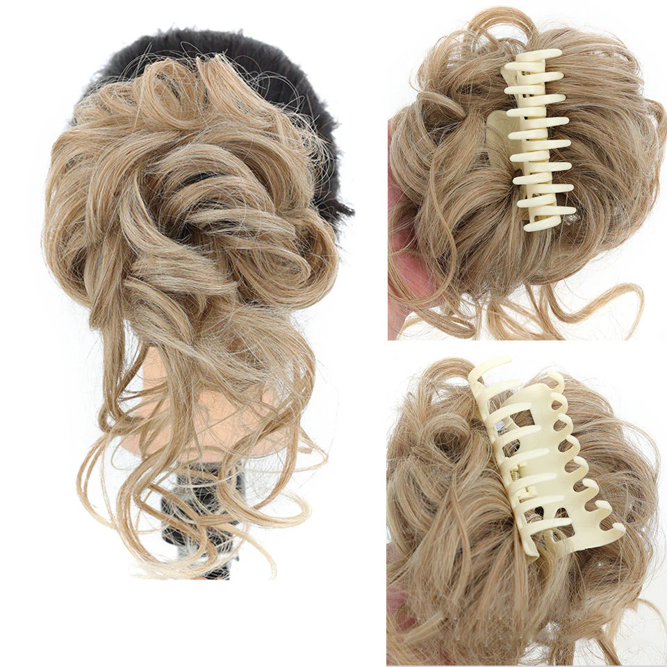 Messy Bun Hair Piece, Wavy Curly Chignon Ponytail Hairpiece For Daily Wear - Image 12