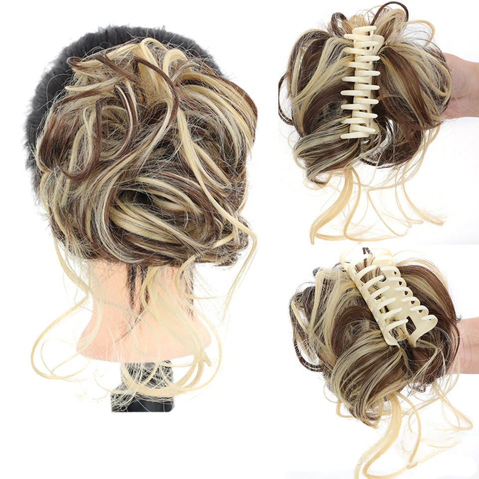 Messy Bun Hair Piece, Wavy Curly Chignon Ponytail Hairpiece For Daily Wear - Image 13