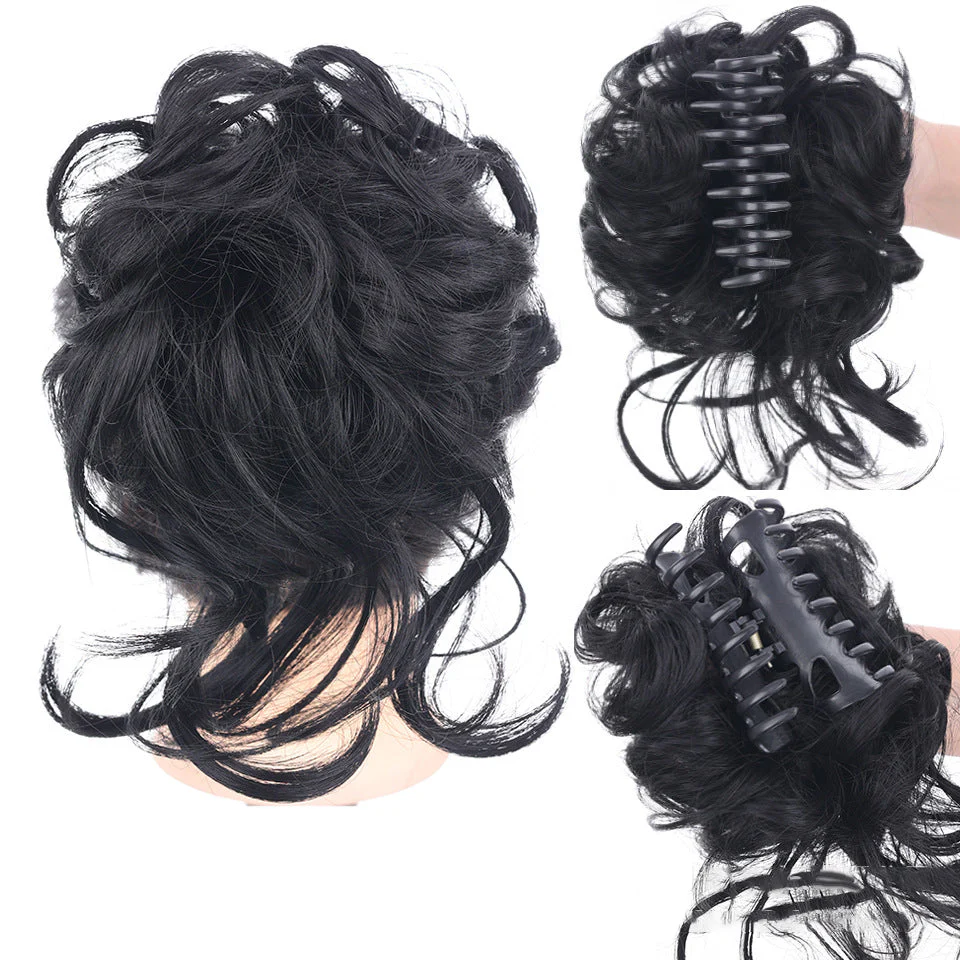 Messy Bun Hair Piece, Wavy Curly Chignon Ponytail Hairpiece For Daily Wear - Image 2