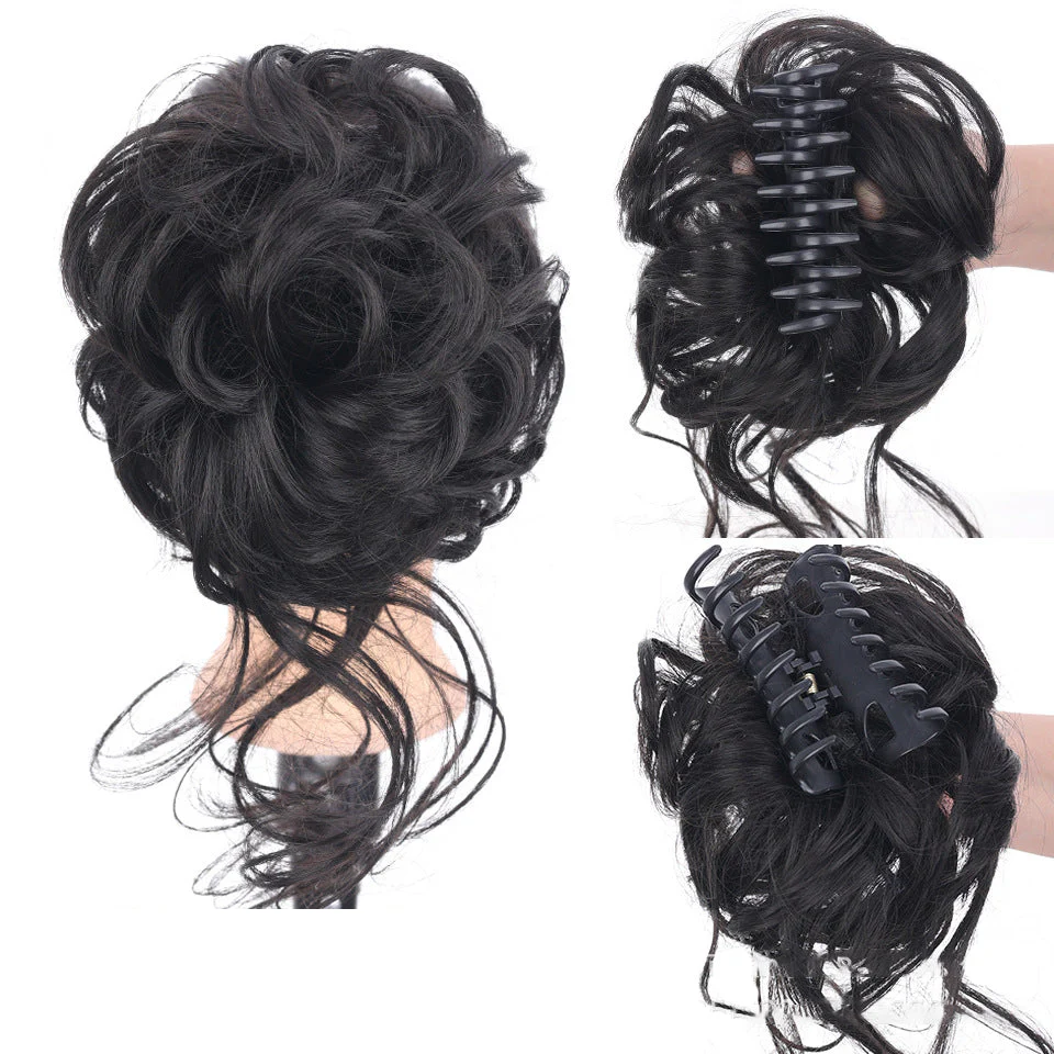 Messy Bun Hair Piece, Wavy Curly Chignon Ponytail Hairpiece For Daily Wear - Image 3