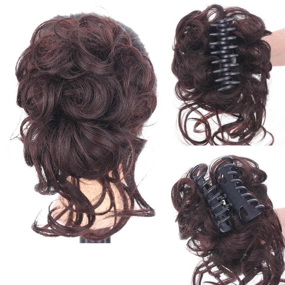 Messy Bun Hair Piece, Wavy Curly Chignon Ponytail Hairpiece For Daily Wear - Image 5