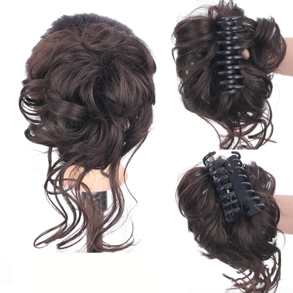 Messy Bun Hair Piece, Wavy Curly Chignon Ponytail Hairpiece For Daily Wear - Image 6