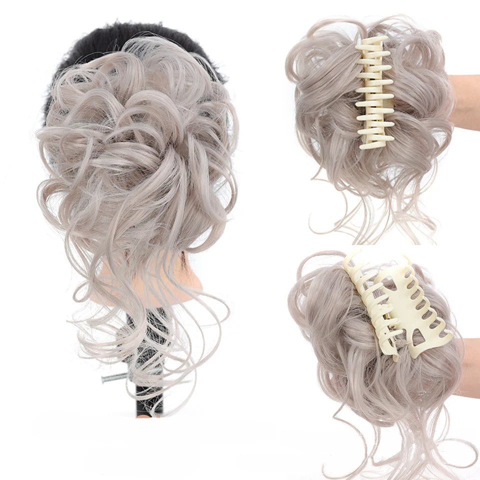 Messy Bun Hair Piece, Wavy Curly Chignon Ponytail Hairpiece For Daily Wear - Image 9
