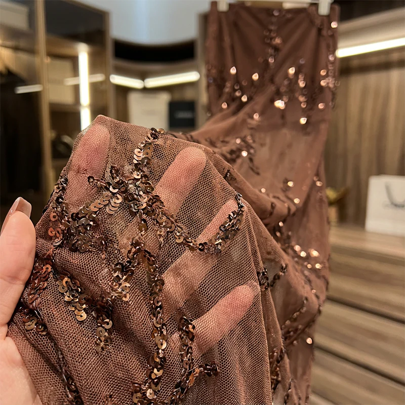 High-Waisted Mesh Skirt with Sequins - Image 7