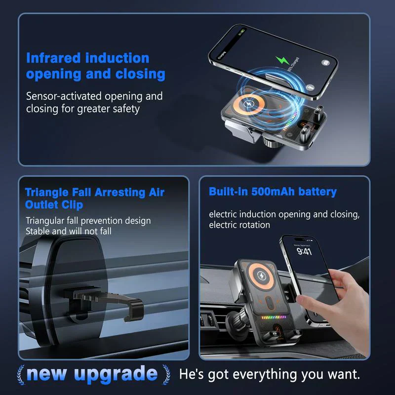 ๐40% OFF!๐ฑ 2-in-1 Car Phone Holder & Wireless Charger โ 360ยฐ Rotation, Strong Grip & Fast Charging ๐ - Image 3
