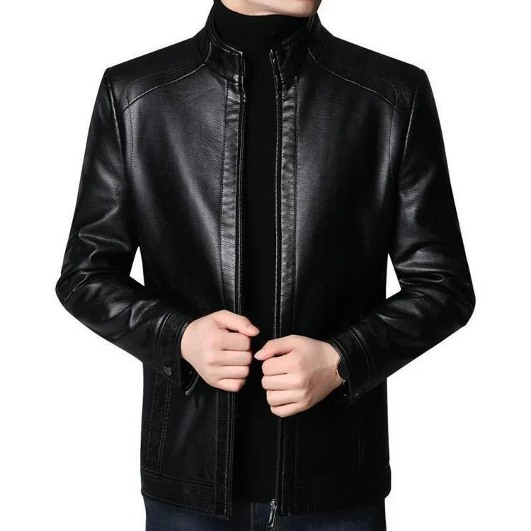 🧥40% OFF NOW! ❄️ Men's Warm Plush Lining Leather Jacket - Windproof & Stylish, Perfect for Cold Weather Outings ✨ - Image 12