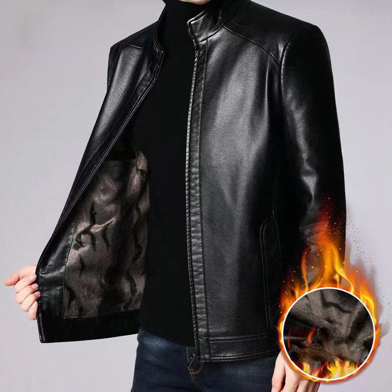 🧥40% OFF NOW! ❄️ Men's Warm Plush Lining Leather Jacket - Windproof & Stylish, Perfect for Cold Weather Outings ✨ - Image 2