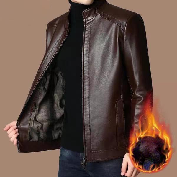 🧥40% OFF NOW! ❄️ Men's Warm Plush Lining Leather Jacket - Windproof & Stylish, Perfect for Cold Weather Outings ✨ - Image 3