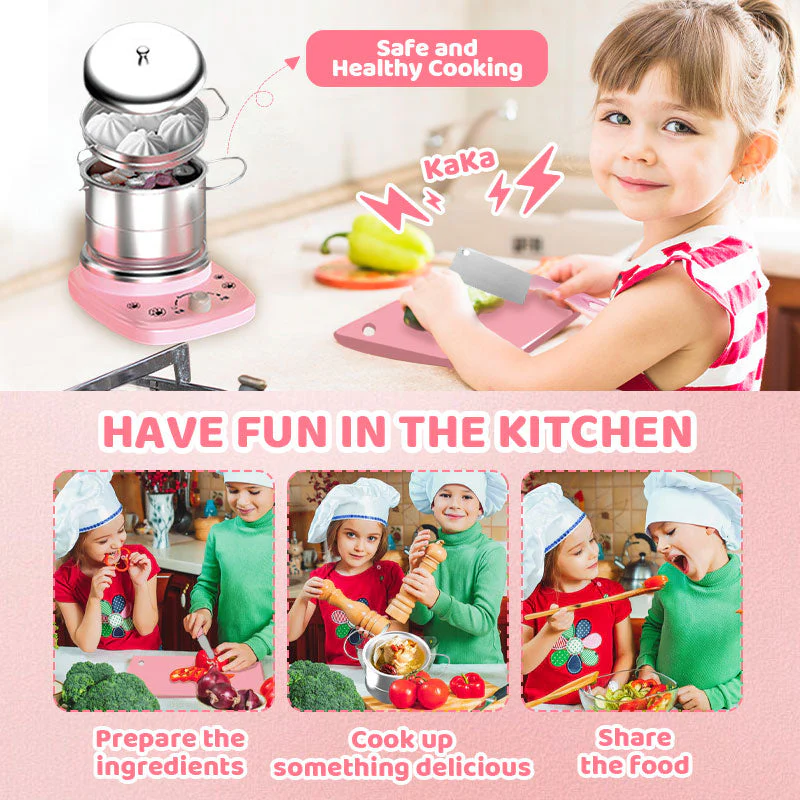 🎁🍳Children's Real Cooking Mini Kitchen Toys - 22 PCS Set - Image 2