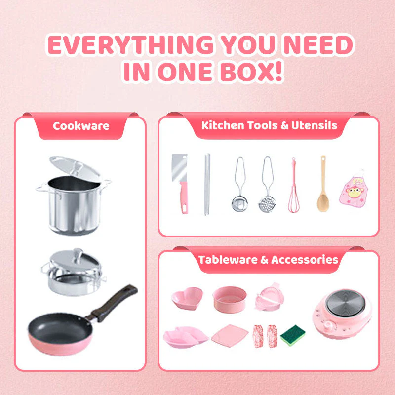 🎁🍳Children's Real Cooking Mini Kitchen Toys - 22 PCS Set - Image 3