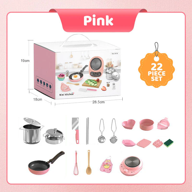 🎁🍳Children's Real Cooking Mini Kitchen Toys - 22 PCS Set - Image 9