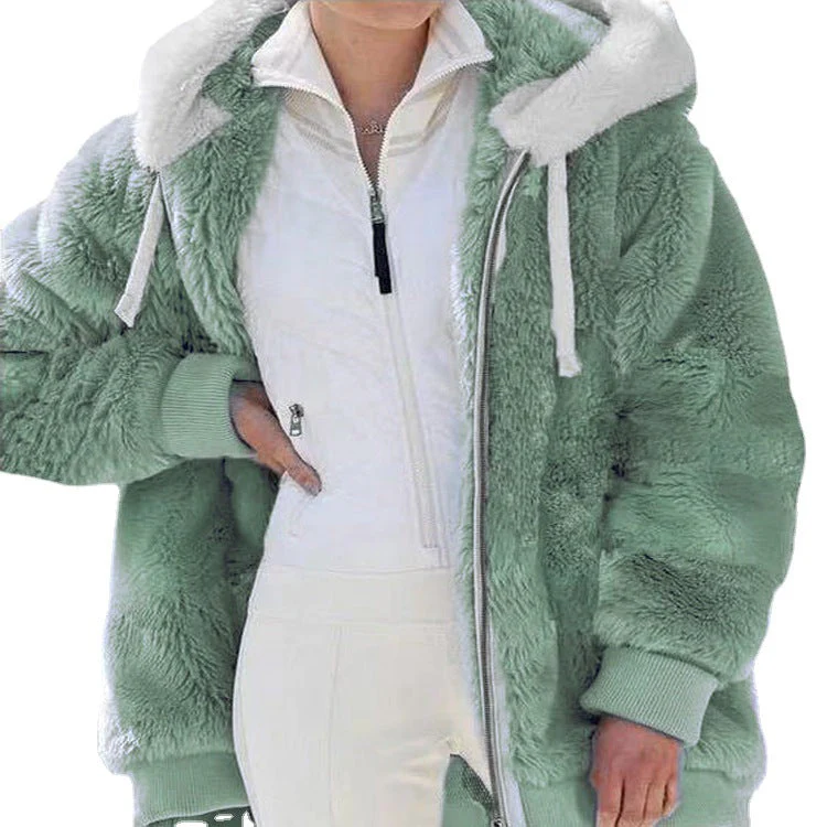 🔥Women's Fleece Jacket with Sherpa Lining - Adjustable Hood, Hidden Pocket, Ideal for Elegant Winter 🧥❄️ - Image 2