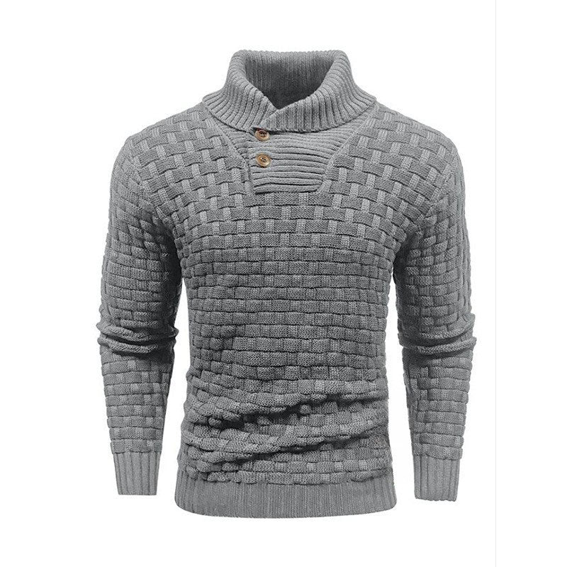Men’s Textured Stand Collar Pullover Sweater - Image 11