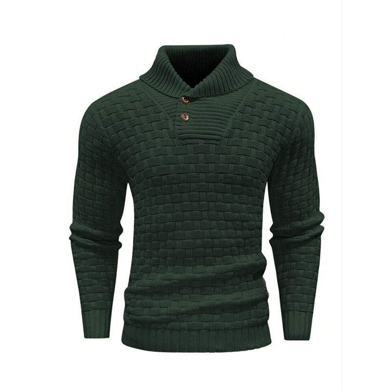 Men’s Textured Stand Collar Pullover Sweater - Image 13
