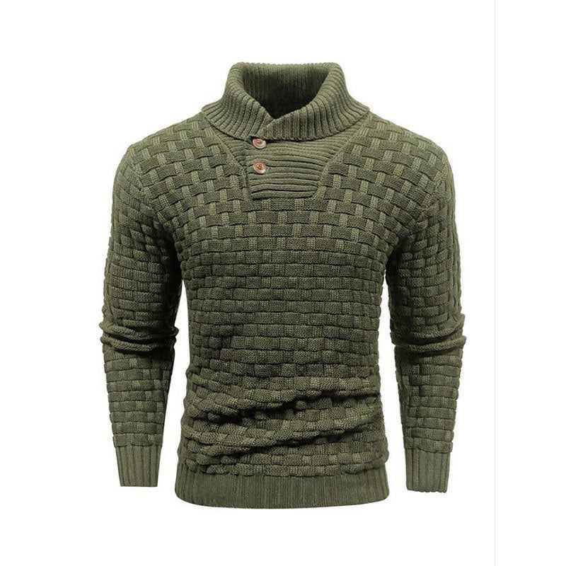 Men’s Textured Stand Collar Pullover Sweater - Image 14