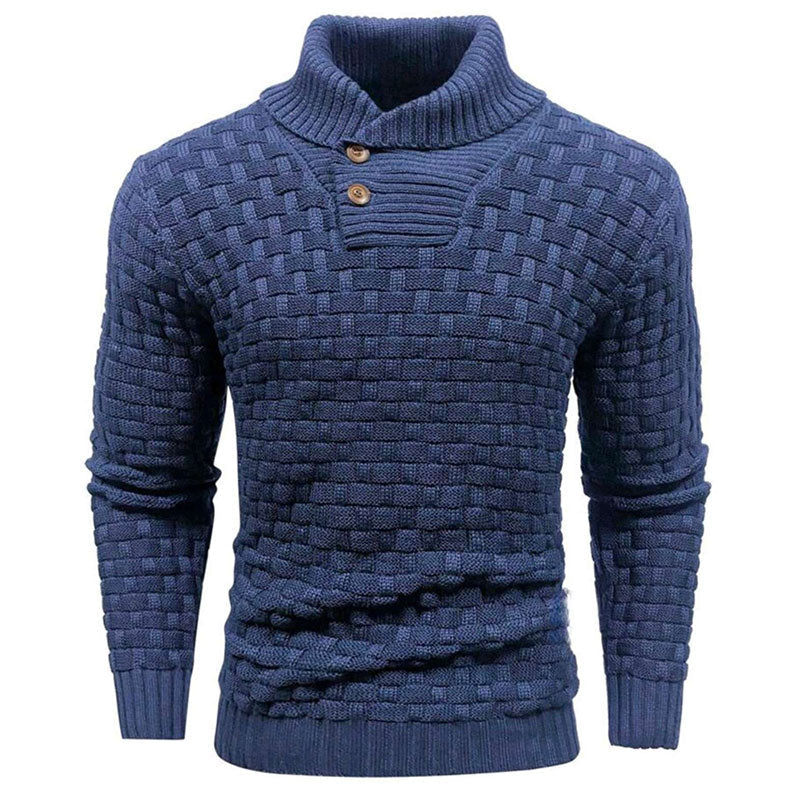 Men’s Textured Stand Collar Pullover Sweater - Image 15