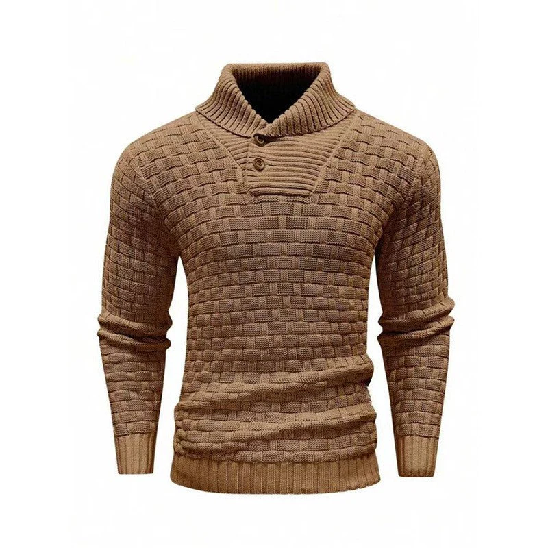 Men’s Textured Stand Collar Pullover Sweater - Image 16