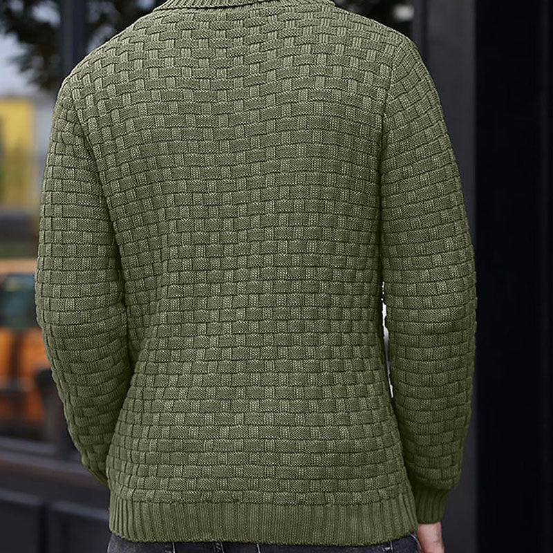Men’s Textured Stand Collar Pullover Sweater - Image 4
