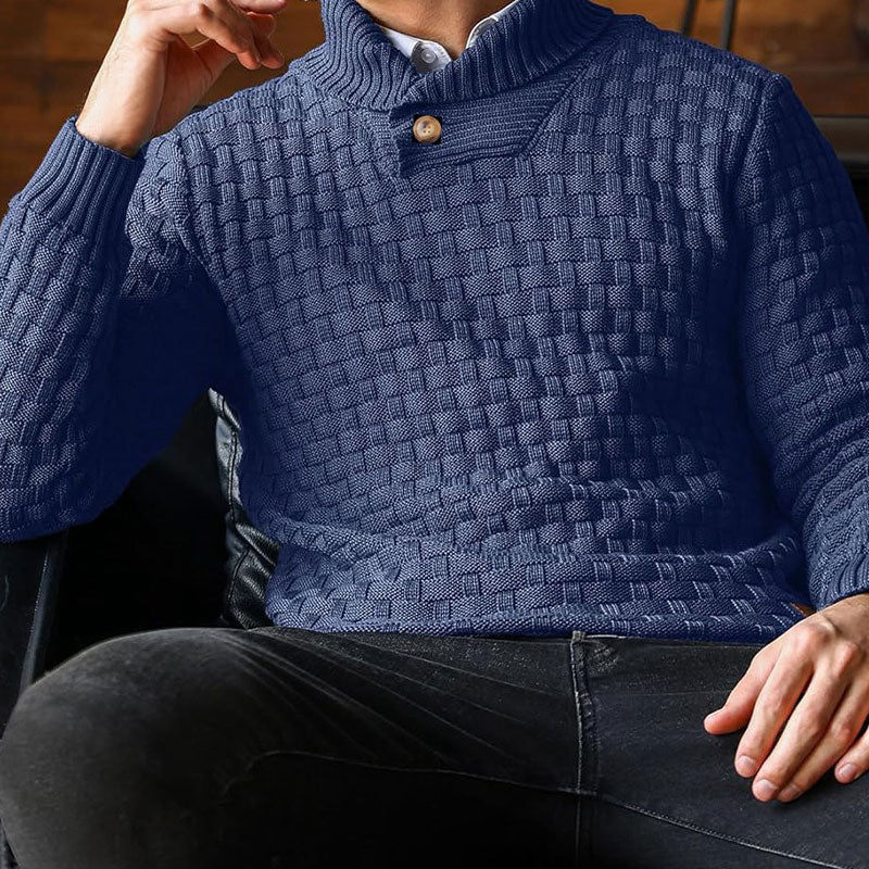 Men’s Textured Stand Collar Pullover Sweater - Image 5