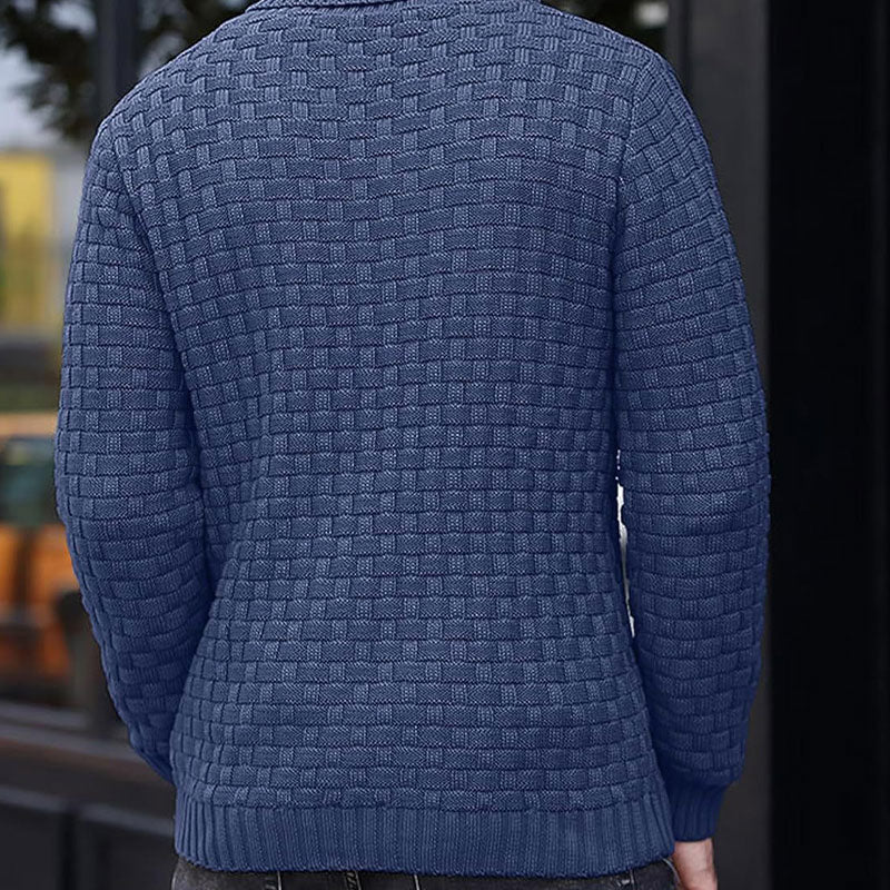 Men’s Textured Stand Collar Pullover Sweater - Image 6