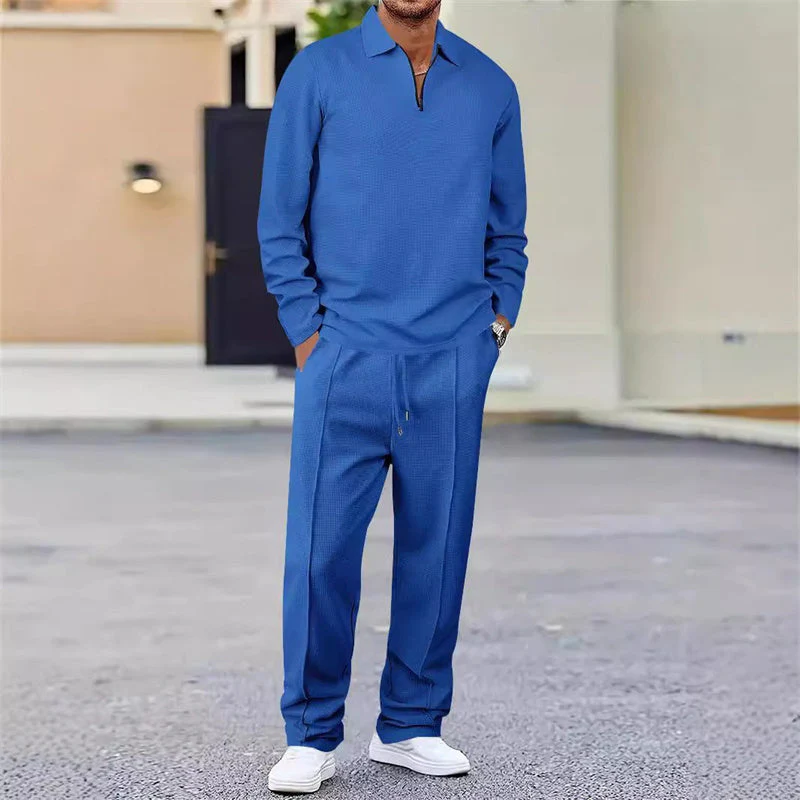 💥 Men’s Waffle Knit Sweatshirt & Straight-Leg Pants Set – Cozy, Breathable & Effortlessly Stylish 👕👖 - Image 5