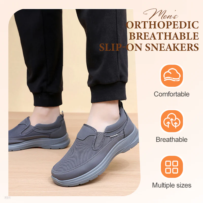 ๐40% OFF NOW! โจ Men's Orthopedic Breathable Slip-On Sneakers - Arch Support with Memory Foam Insoles for All-Day Comfort ๐โโ๏ธ๐จ