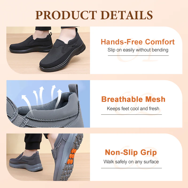 ๐40% OFF NOW! โจ Men's Orthopedic Breathable Slip-On Sneakers - Arch Support with Memory Foam Insoles for All-Day Comfort ๐โโ๏ธ๐จ - Image 5