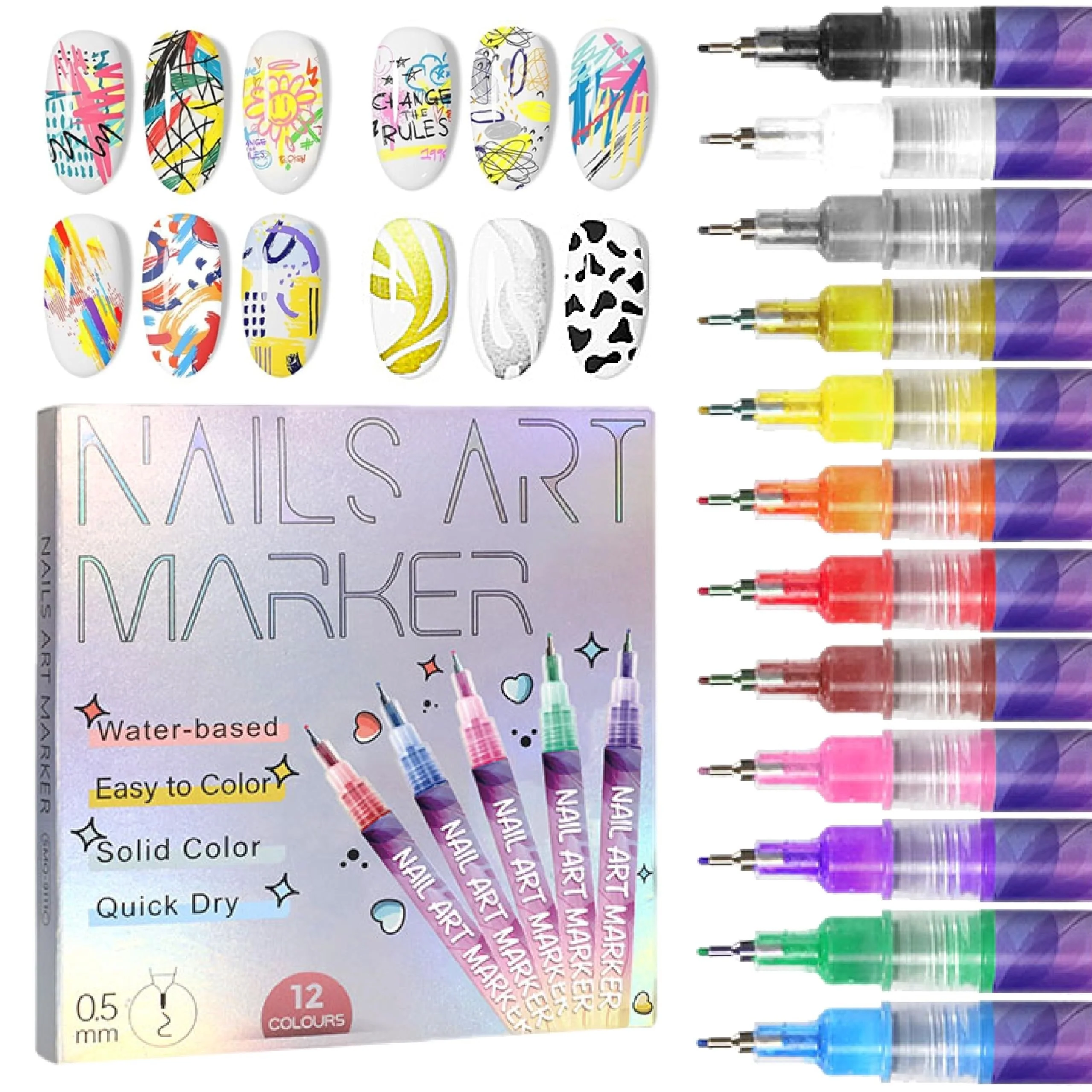👧💅Last Day Hot Sale!!⌛🏆🎨12 Colors Nail Art Pens Set - Image 2