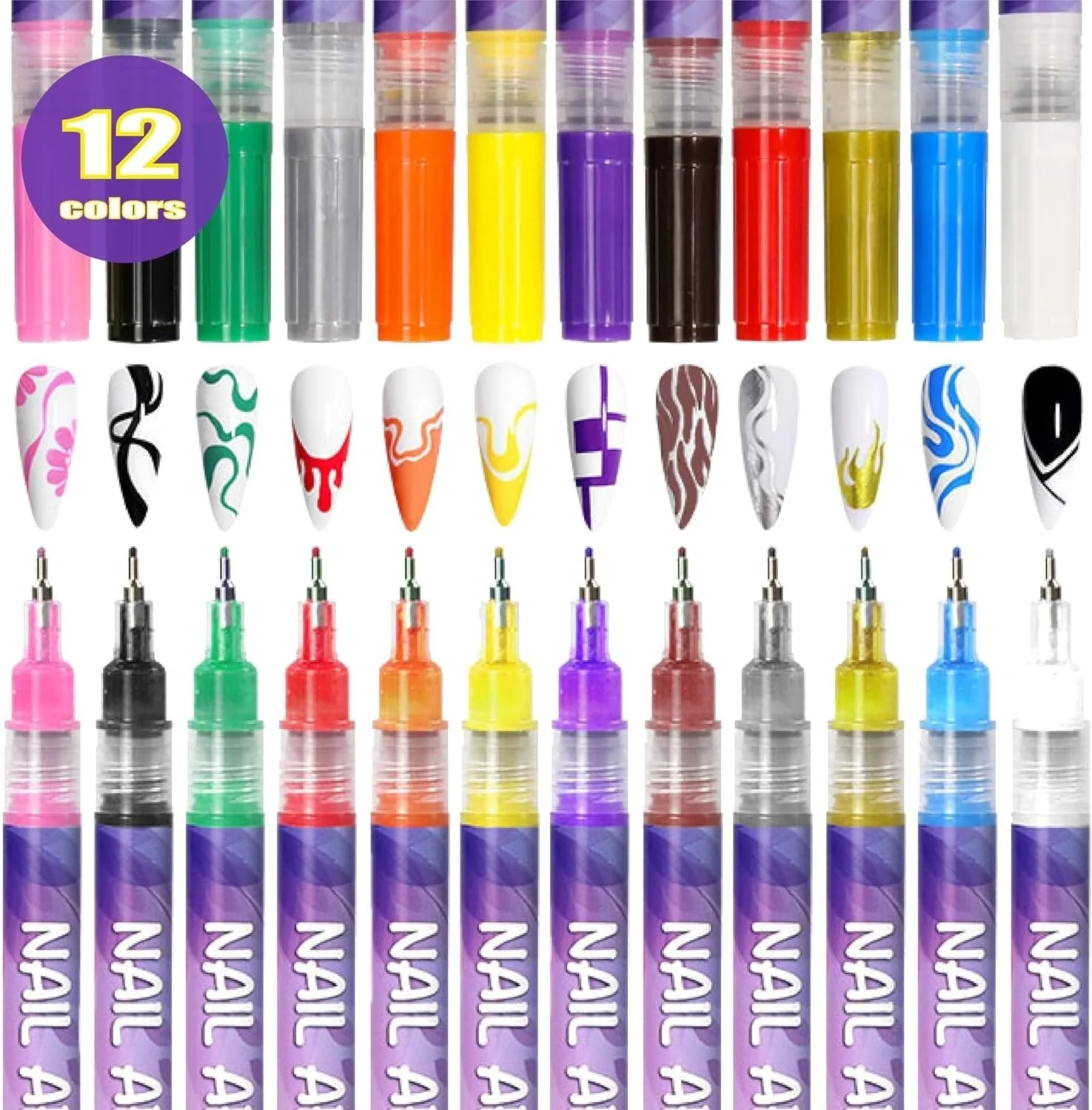 👧💅Last Day Hot Sale!!⌛🏆🎨12 Colors Nail Art Pens Set - Image 3