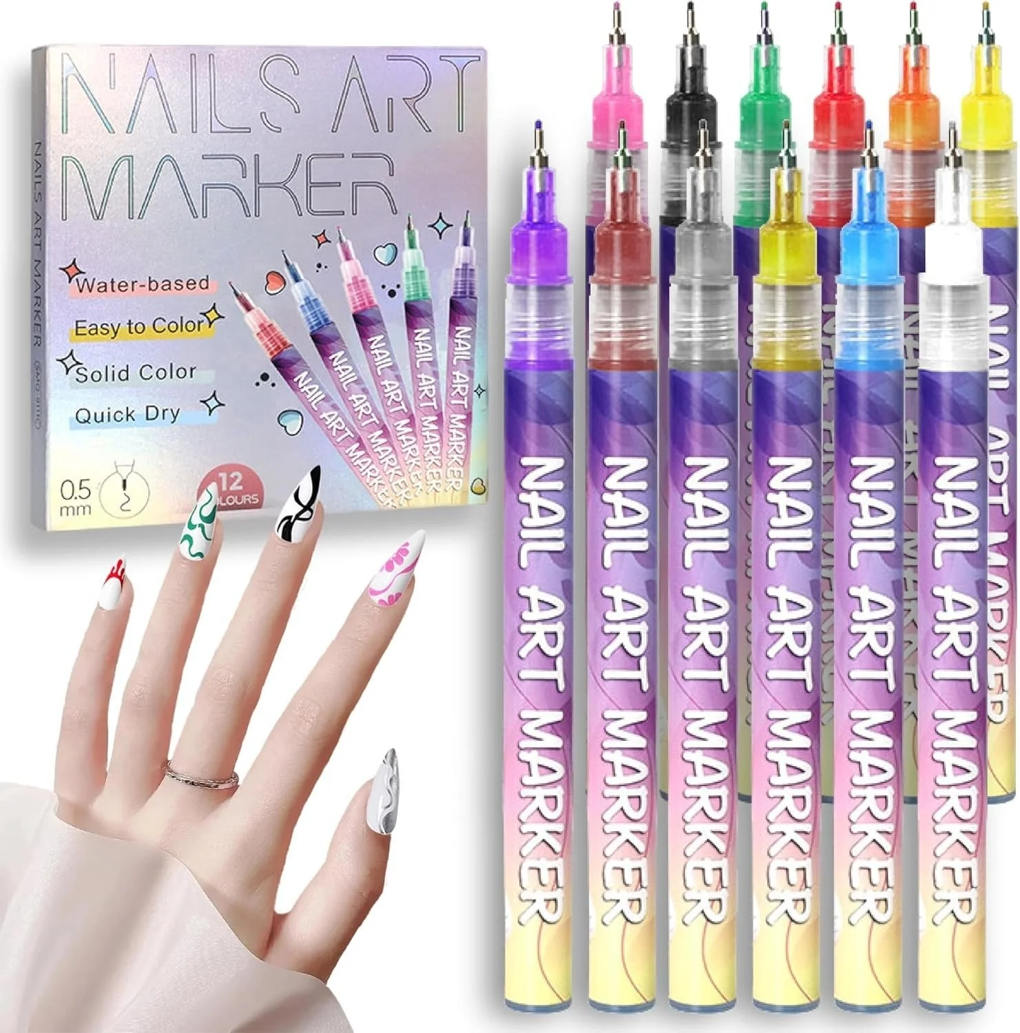 👧💅Last Day Hot Sale!!⌛🏆🎨12 Colors Nail Art Pens Set - Image 4