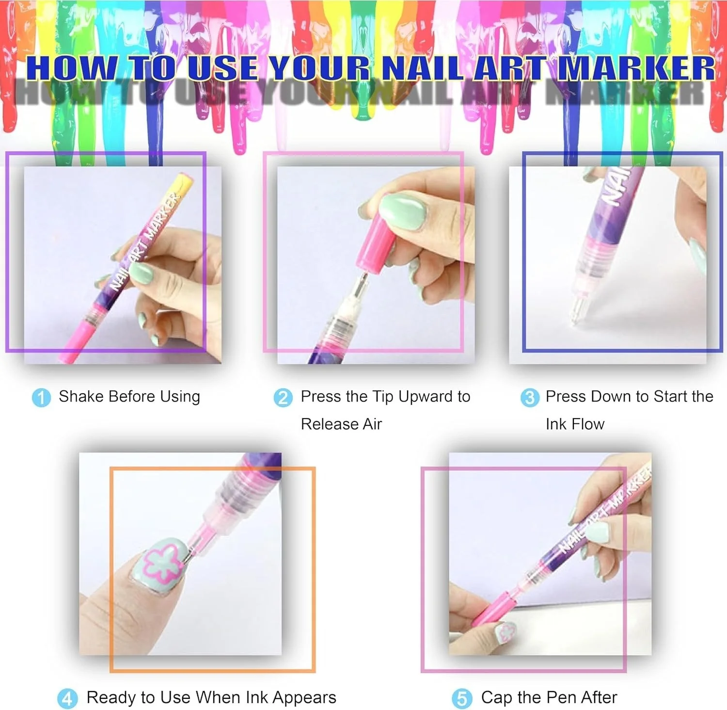 👧💅Last Day Hot Sale!!⌛🏆🎨12 Colors Nail Art Pens Set - Image 5