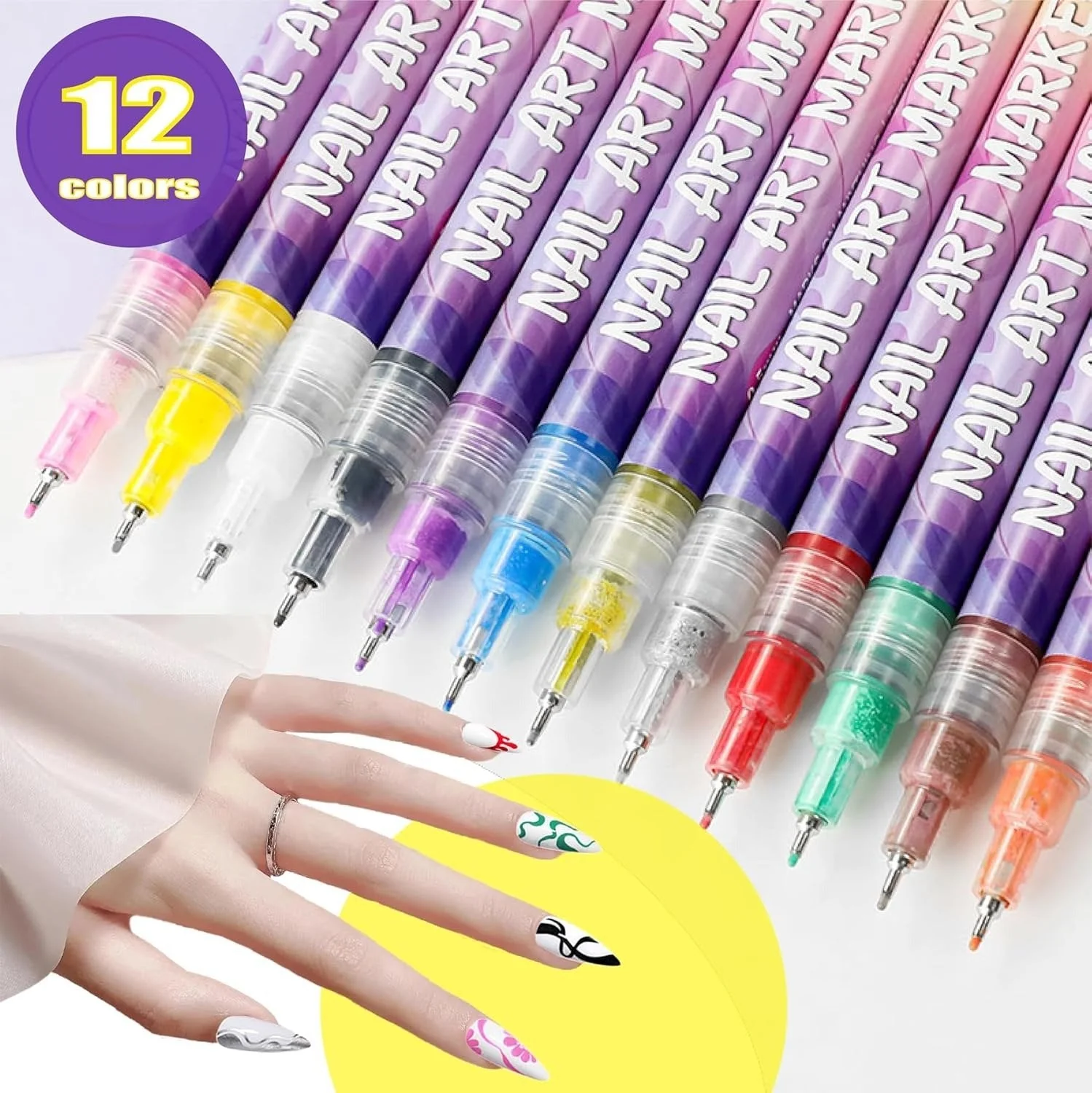 👧💅Last Day Hot Sale!!⌛🏆🎨12 Colors Nail Art Pens Set - Image 6