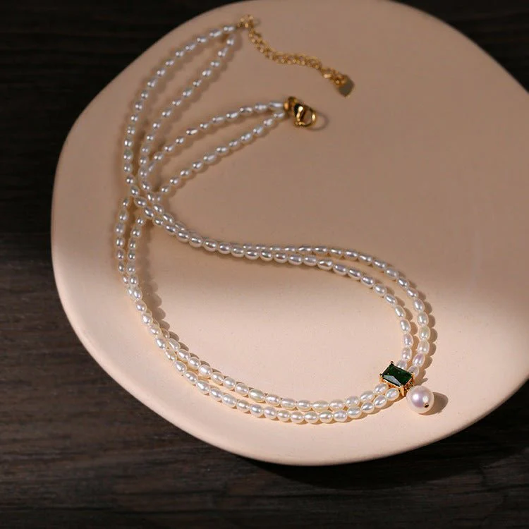 Elegant Emerald Freshwater Pearl Short Necklace（50% OFF） - Image 3