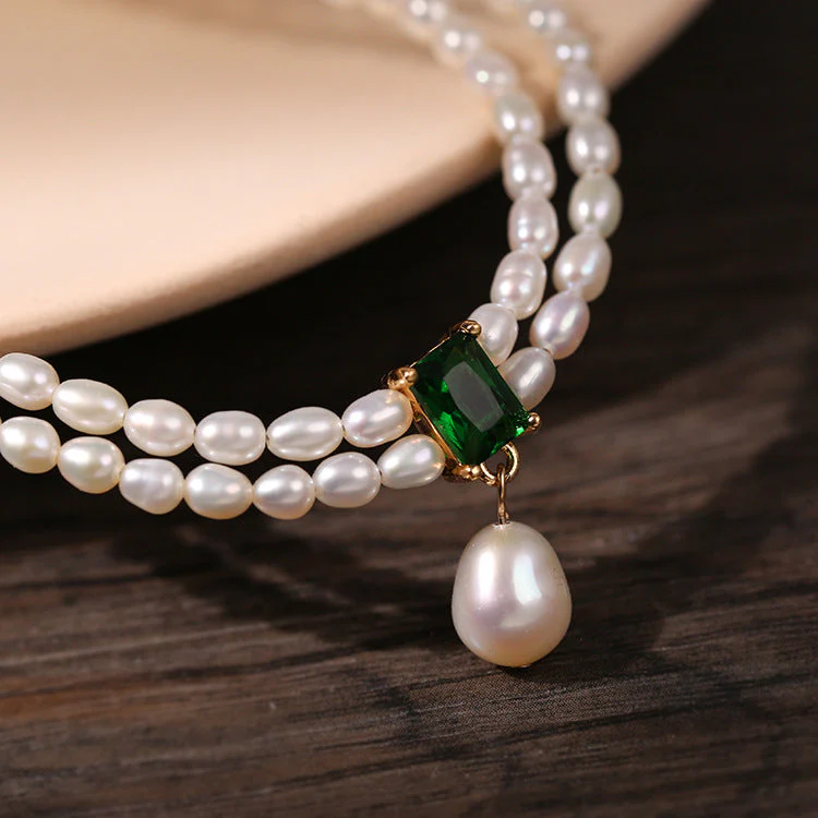Elegant Emerald Freshwater Pearl Short Necklace（50% OFF） - Image 6