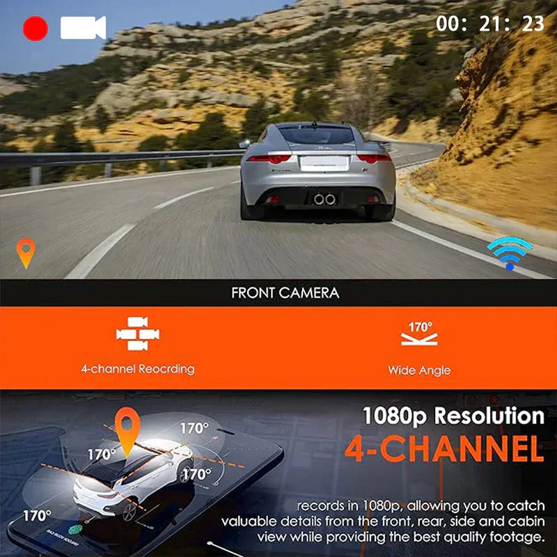 🏆40% Off!🚗4-Channel HD Dashcam with Front Interior Rear Recording🎥 - Image 7