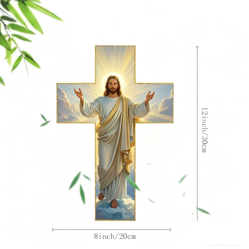 ✝️  ✨ Retro Jesus Christ Wall Cross Decor - Vintage Wooden Design with Faith Symbolism for Spiritual Home Accent 🌟🕊️ - Image 7