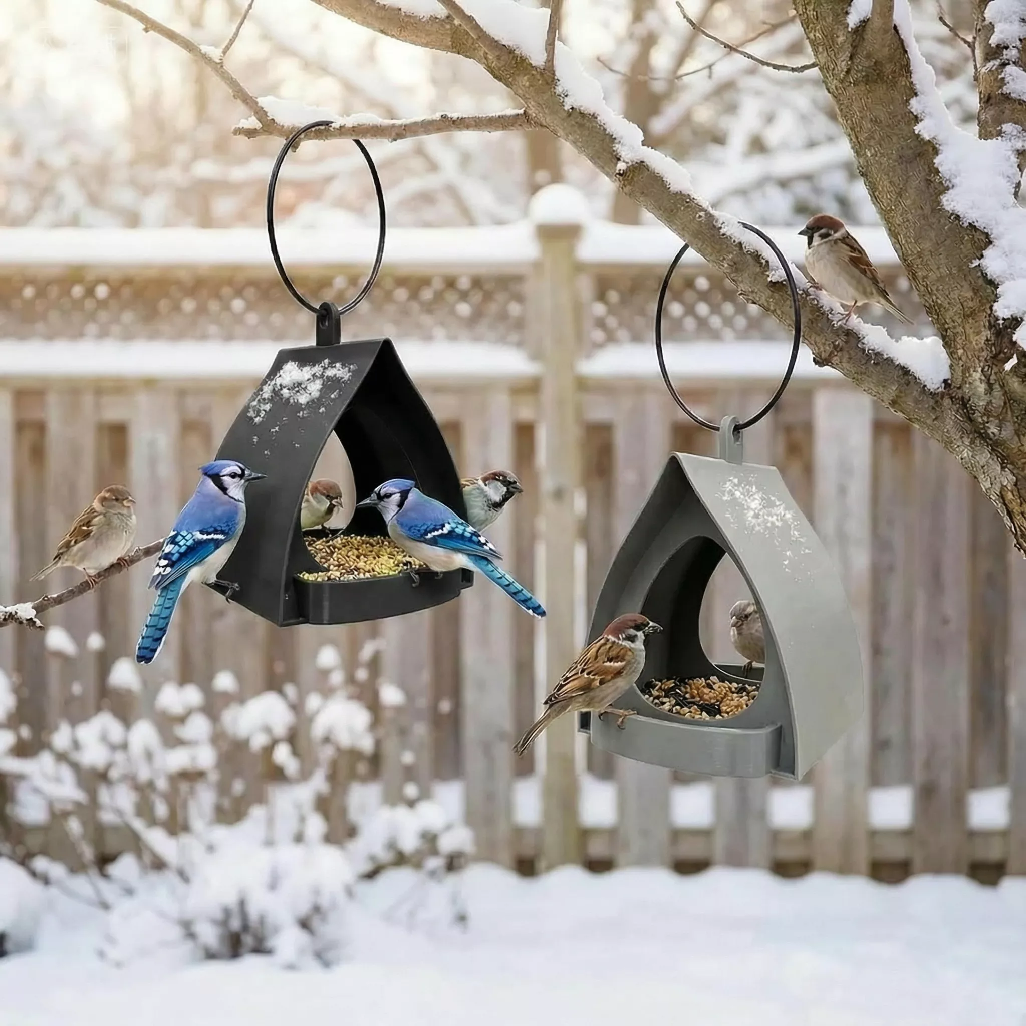 🕊️40%  OFF!🪵Hanging Bird Feeder for Garden with Roof🐦 - Image 5