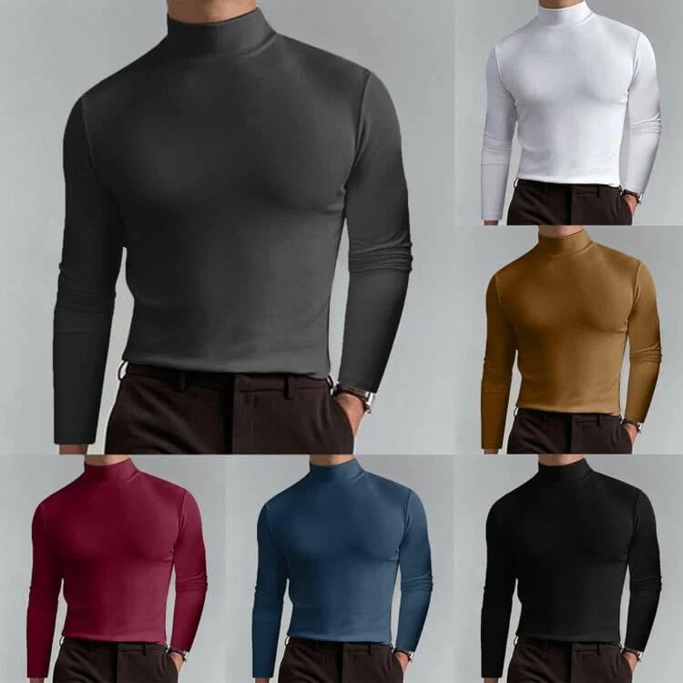 Ultimate Comfort Men's High Neck T-Shirt – Stretch, Breathable, Slim Fit for Gym & Daily Wear!