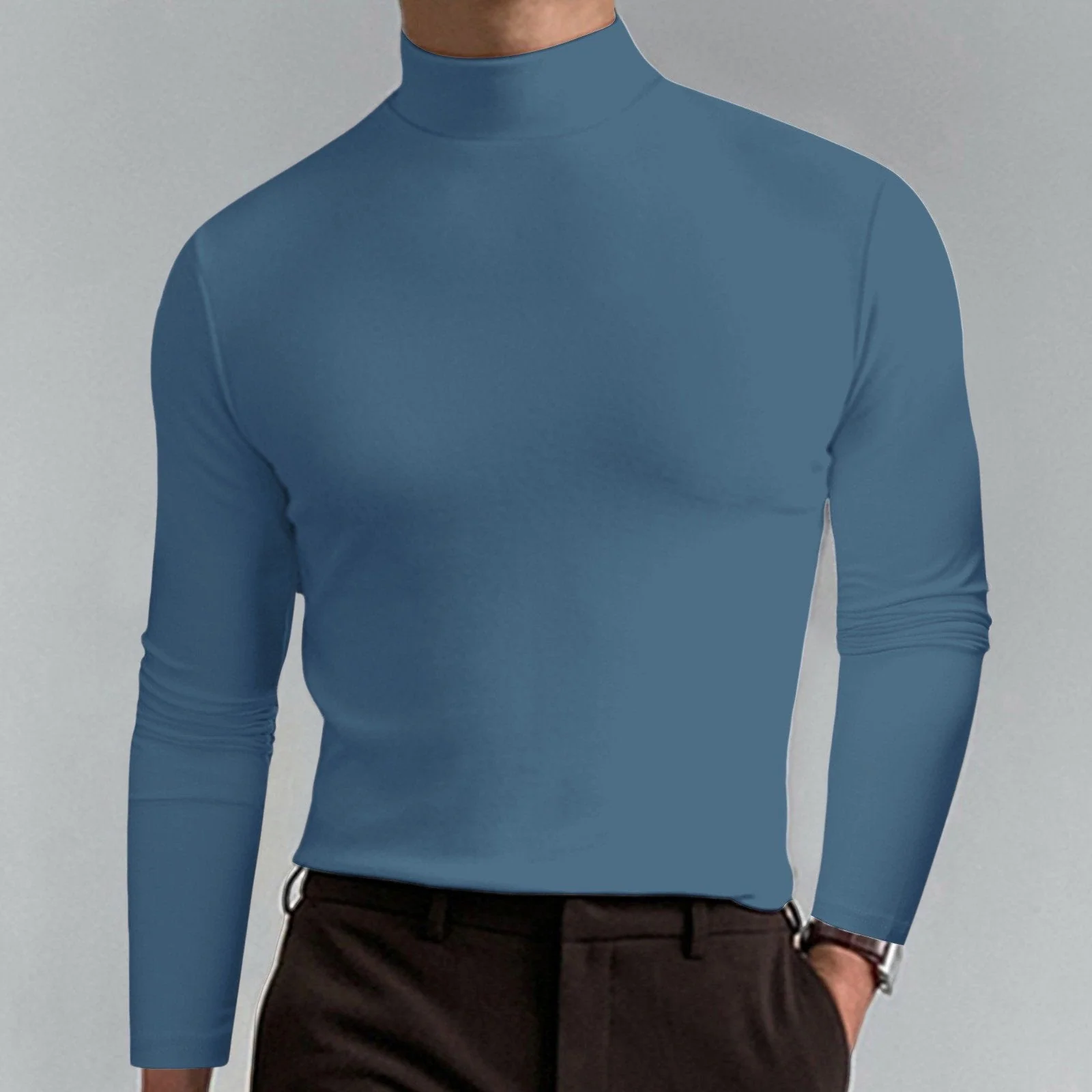 Ultimate Comfort Men's High Neck T-Shirt – Stretch, Breathable, Slim Fit for Gym & Daily Wear! - Image 10