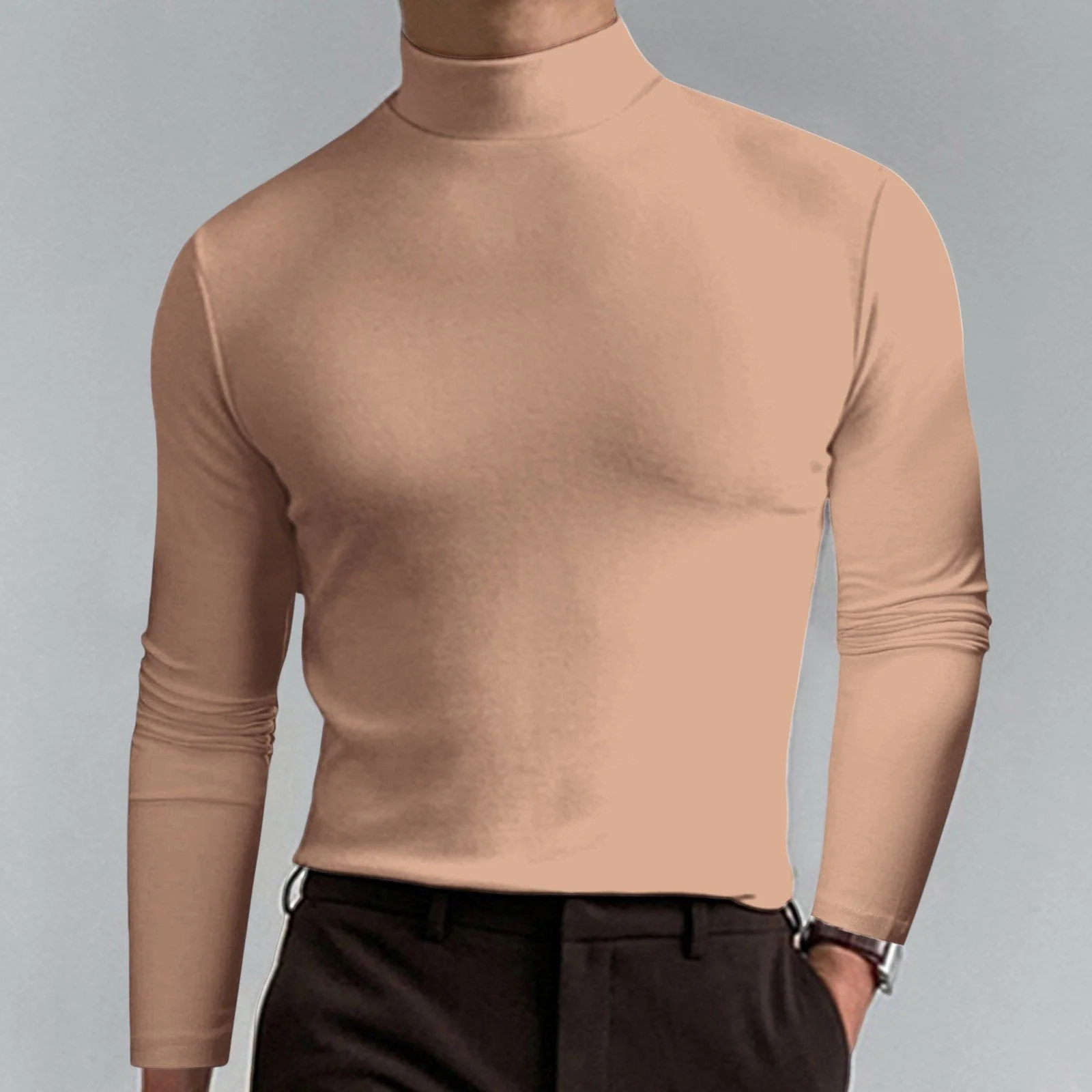 Ultimate Comfort Men's High Neck T-Shirt – Stretch, Breathable, Slim Fit for Gym & Daily Wear! - Image 11