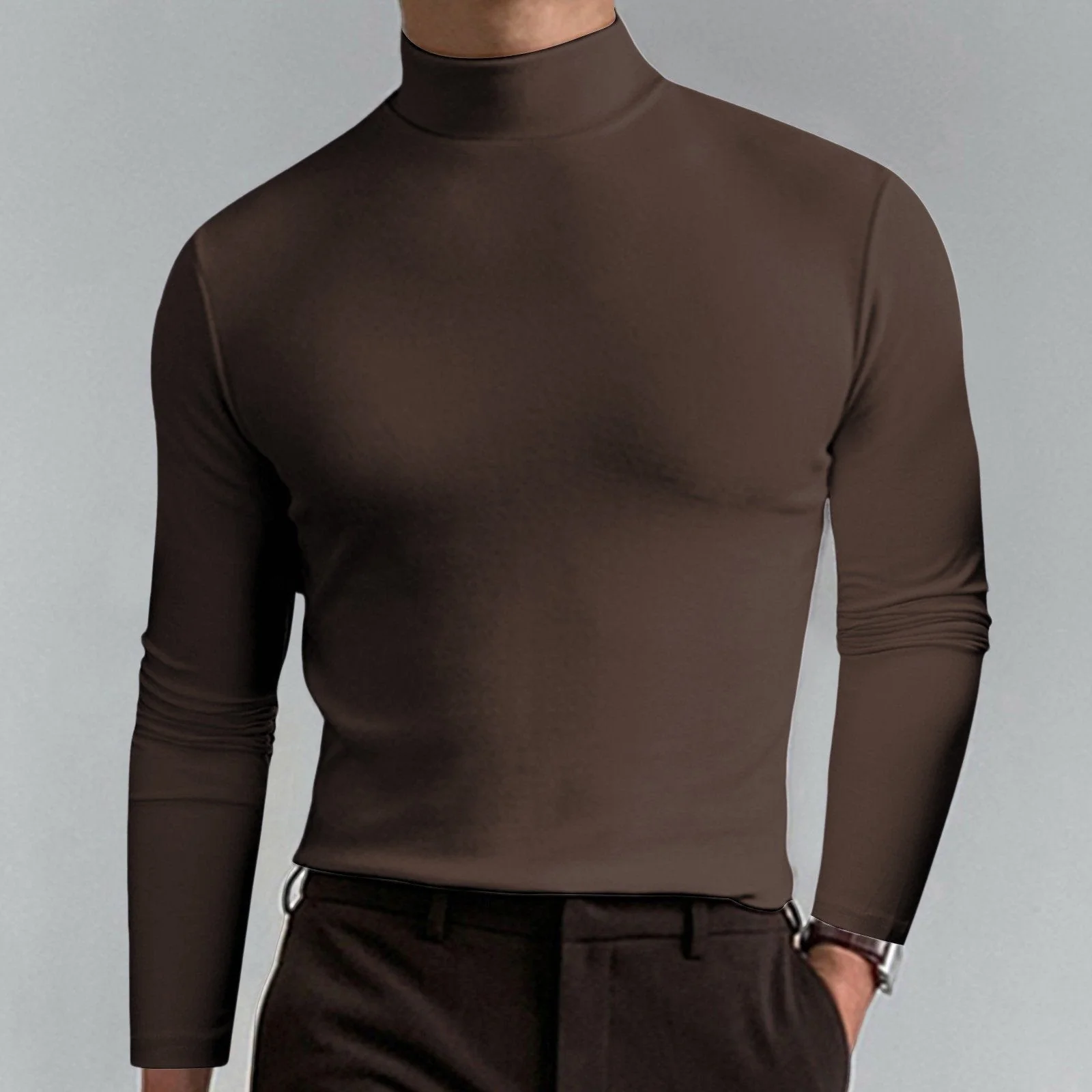 Ultimate Comfort Men's High Neck T-Shirt – Stretch, Breathable, Slim Fit for Gym & Daily Wear! - Image 12
