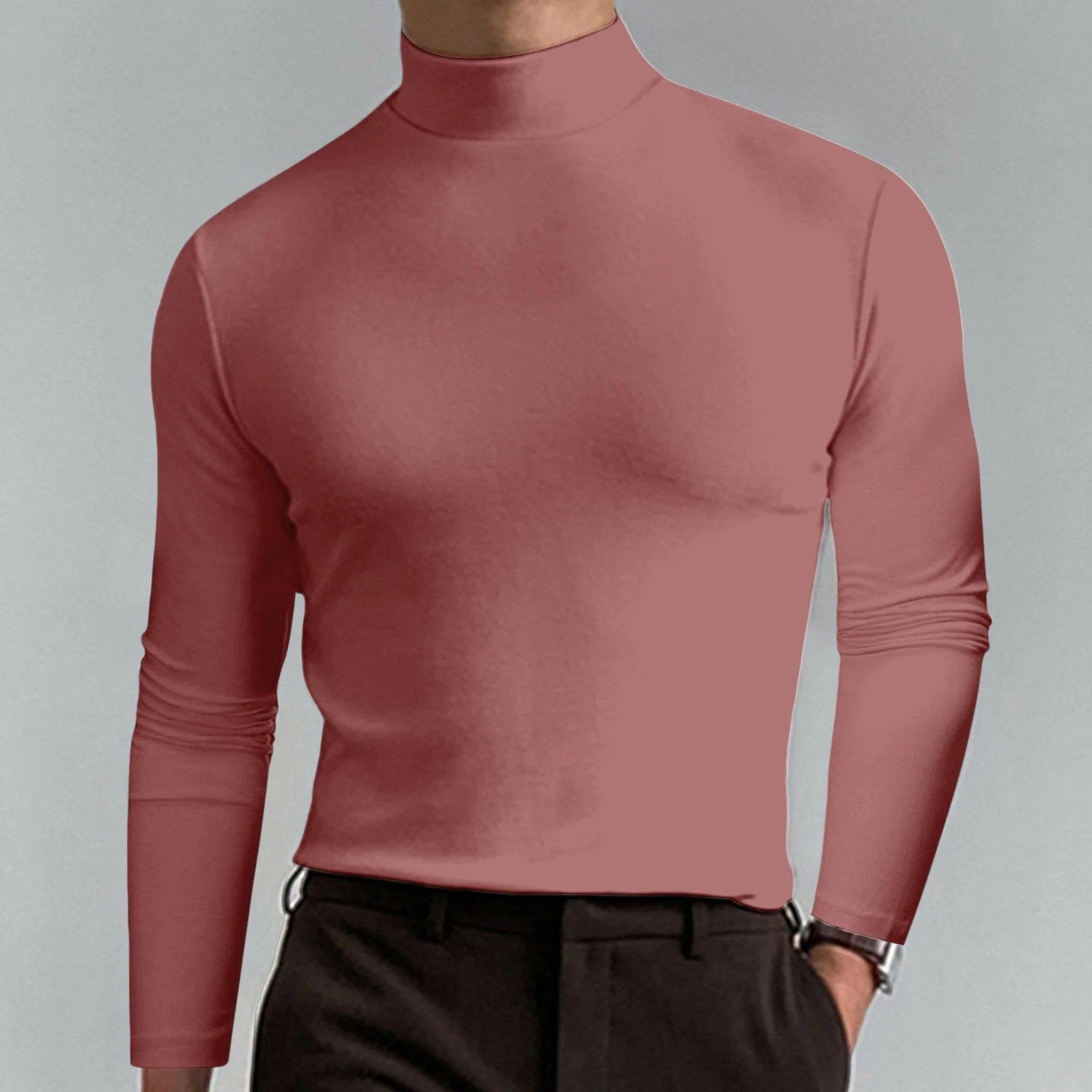 Ultimate Comfort Men's High Neck T-Shirt – Stretch, Breathable, Slim Fit for Gym & Daily Wear! - Image 14