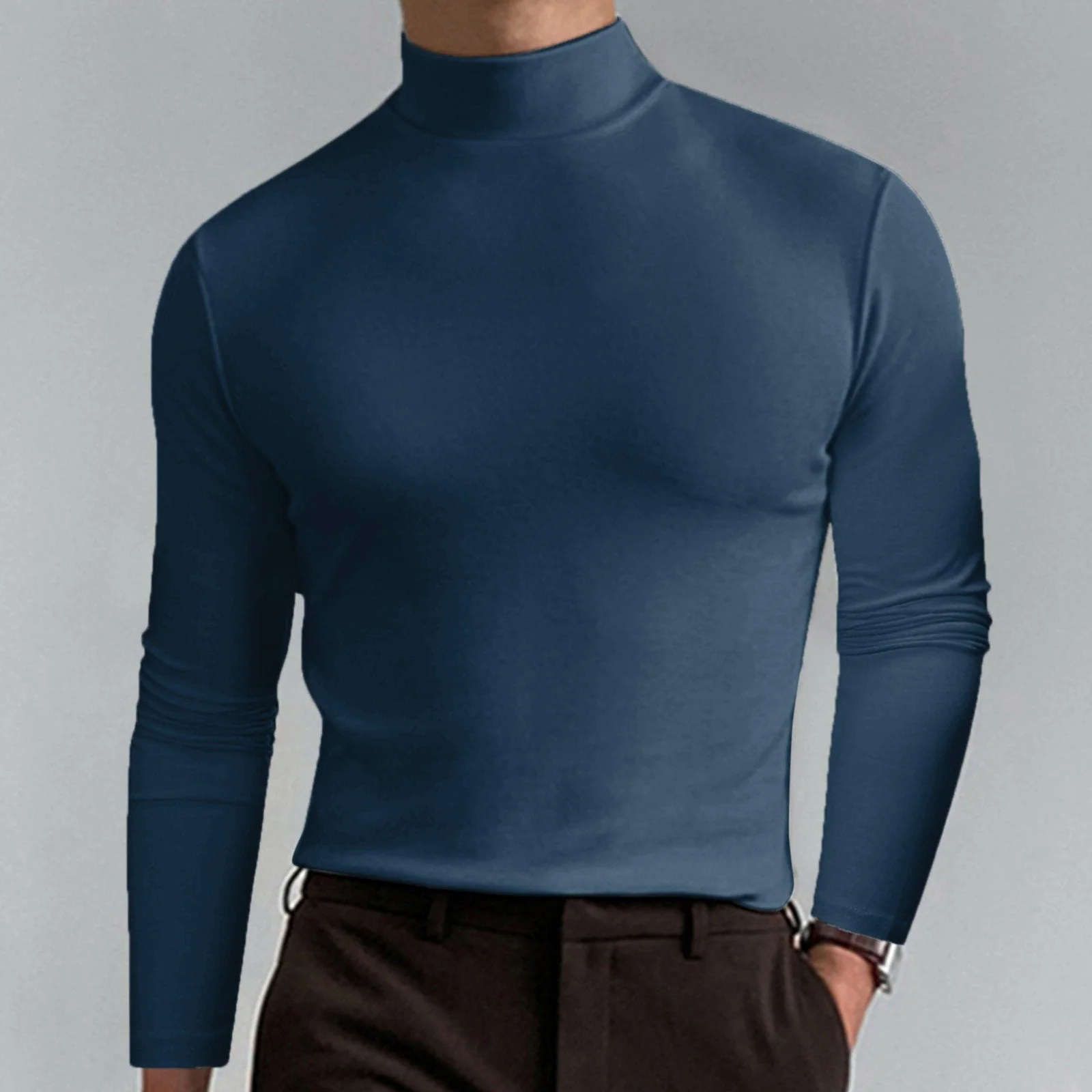 Ultimate Comfort Men's High Neck T-Shirt – Stretch, Breathable, Slim Fit for Gym & Daily Wear! - Image 5