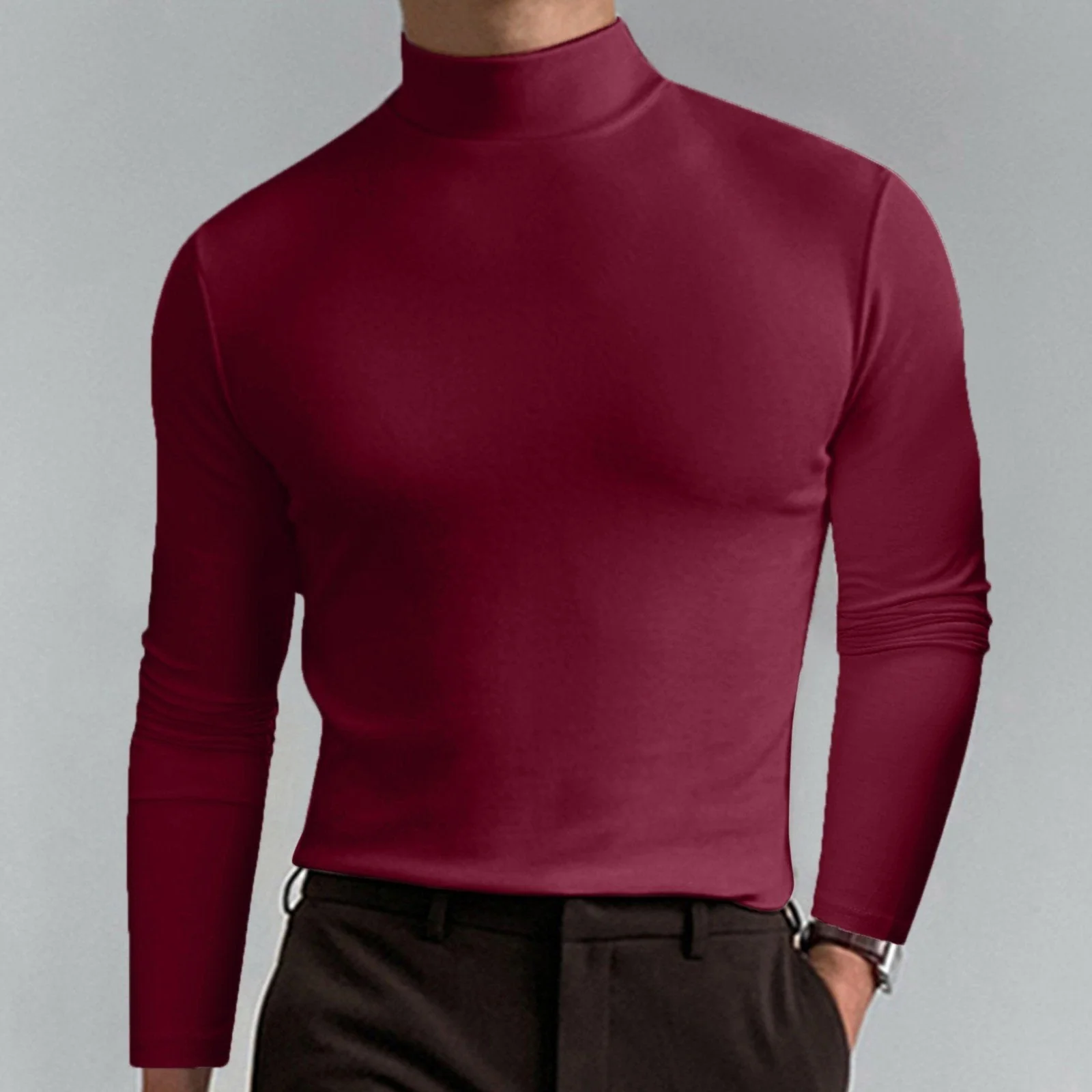 Ultimate Comfort Men's High Neck T-Shirt – Stretch, Breathable, Slim Fit for Gym & Daily Wear! - Image 6
