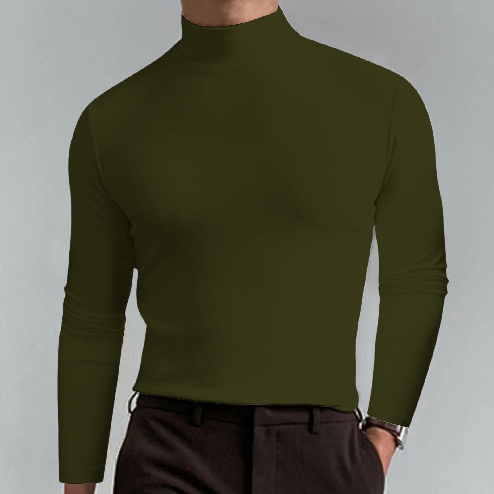 Ultimate Comfort Men's High Neck T-Shirt – Stretch, Breathable, Slim Fit for Gym & Daily Wear! - Image 7