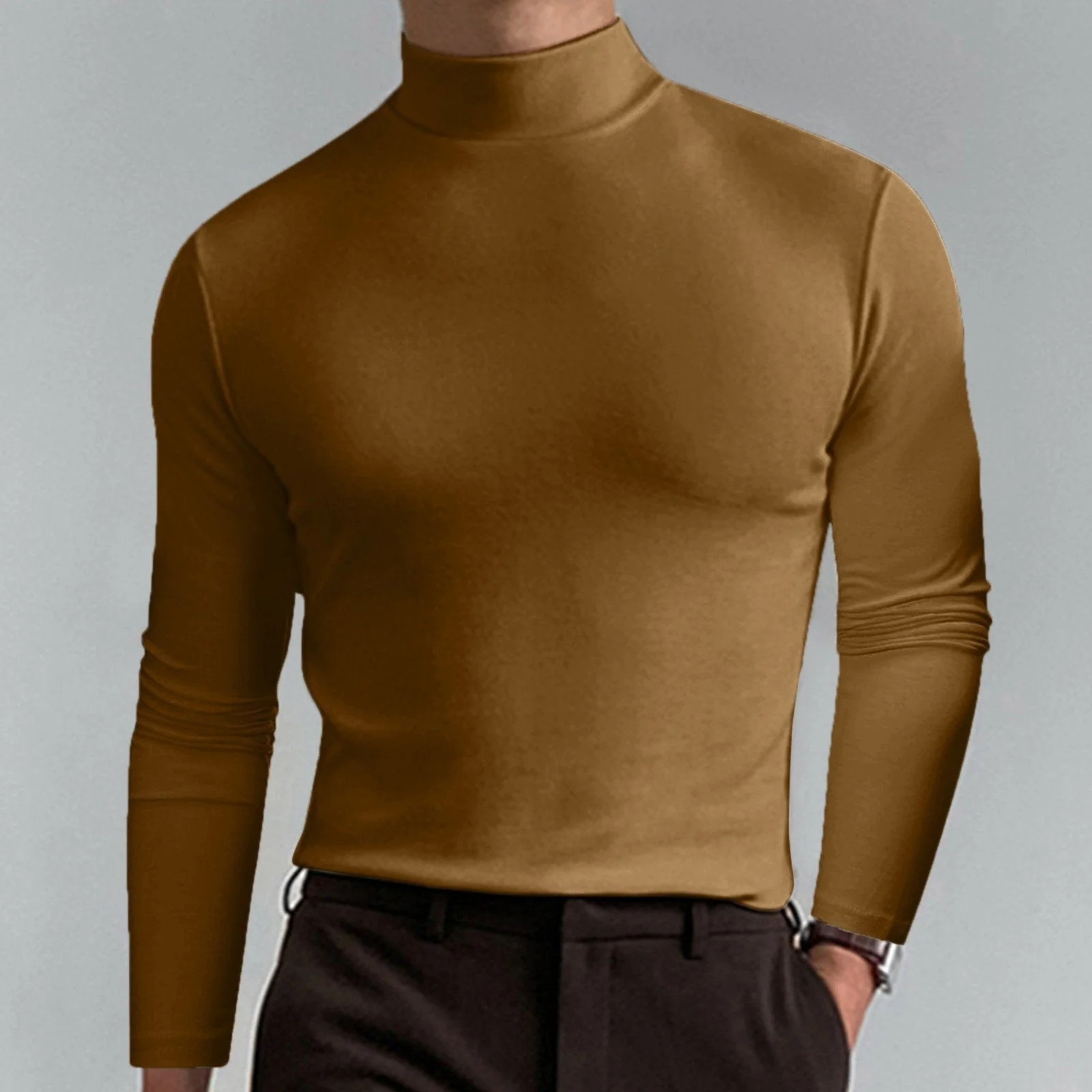 Ultimate Comfort Men's High Neck T-Shirt – Stretch, Breathable, Slim Fit for Gym & Daily Wear! - Image 8